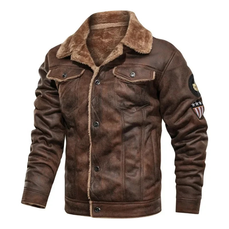 Matthew | Fleece-Detail Leather-Look Jacket