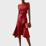 Terezija - Ruched asymmetric midi dress