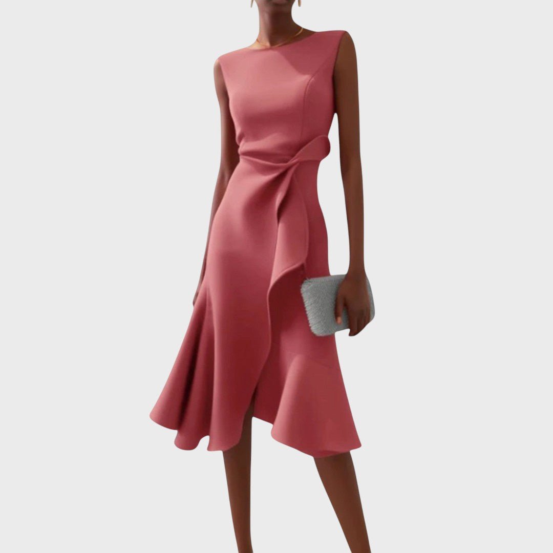 Terezija - Ruched asymmetric midi dress