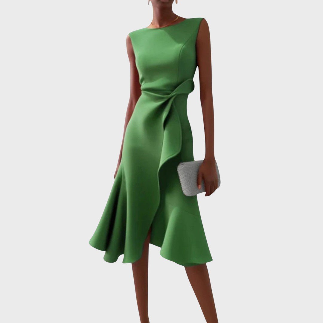 Terezija - Ruched asymmetric midi dress
