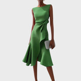 Terezija - Ruched asymmetric midi dress