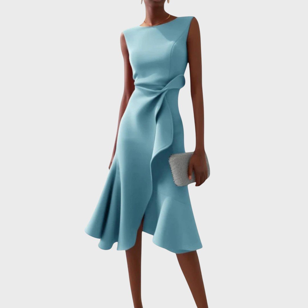 Terezija - Ruched asymmetric midi dress