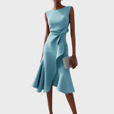 Terezija - Ruched asymmetric midi dress