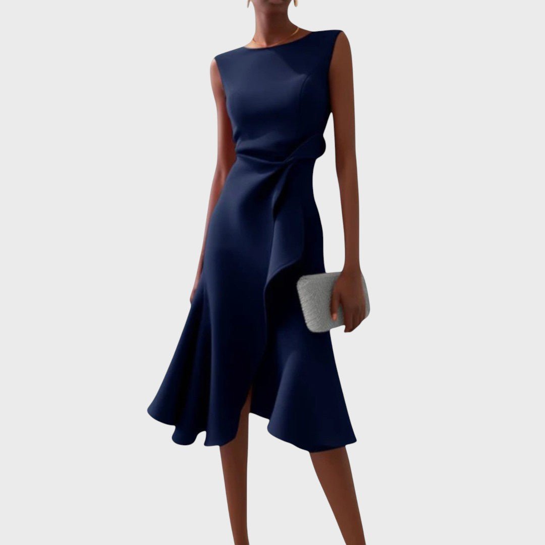 Terezija - Ruched asymmetric midi dress