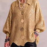 Katarina | Oversized cardigan with gold buttons