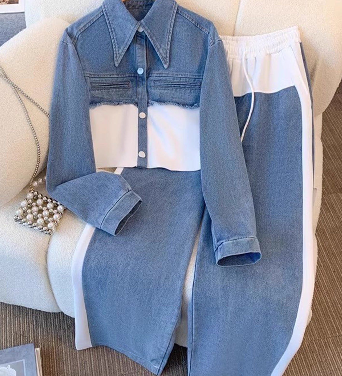 Jasna™ | Two-piece set with a short jacket and wide-leg trousers