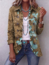 Tihana™ | Floral jacket with color transition and ruffles