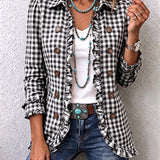 Danijela™ | Plaid shirt jacket with ruffles