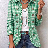 Danijela™ | Plaid shirt jacket with ruffles