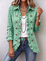 Danijela™ | Plaid shirt jacket with ruffles