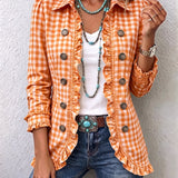 Danijela™ | Plaid shirt jacket with ruffles