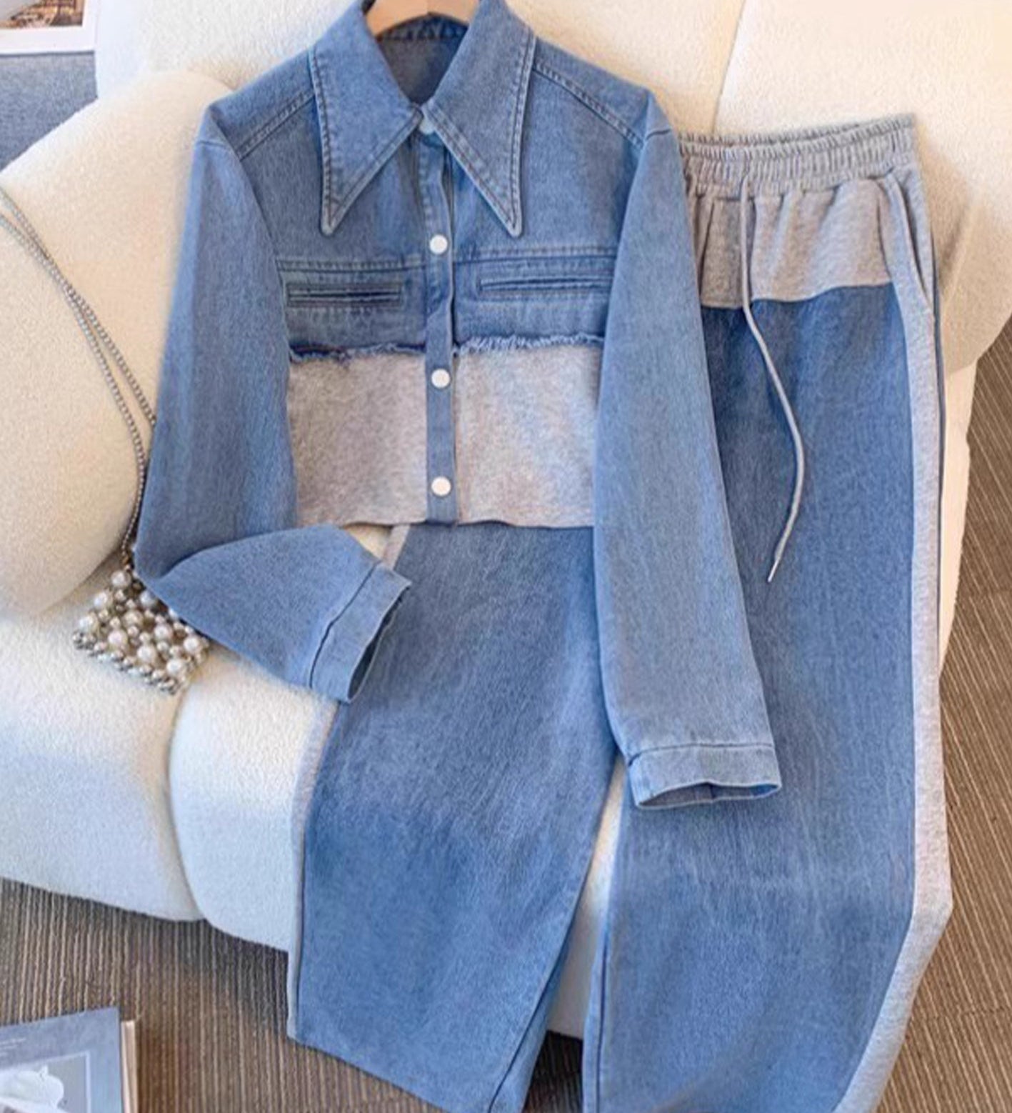 Jasna™ | Two-piece set with a short jacket and wide-leg trousers