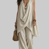 Women's boho style loose cotton and linen set