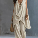 Women's boho style loose cotton and linen set