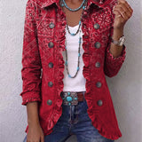 Criselle Red Paisley Ombré Ruffle Jacket