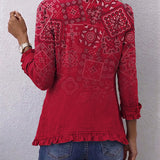 Criselle Red Paisley Ombré Ruffle Jacket