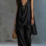 Women's boho style loose cotton and linen set