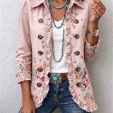 Kristina™ | Floral jacket with ruffles and buttons