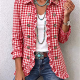 Danijela™ | Plaid shirt jacket with ruffles