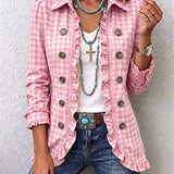Danijela™ | Plaid shirt jacket with ruffles