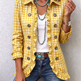 Danijela™ | Plaid shirt jacket with ruffles