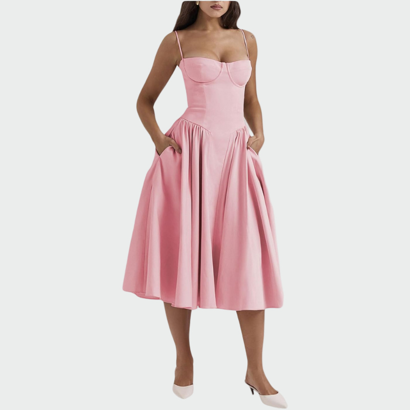 Satin Maxi Dress with Thin Straps