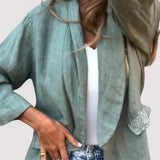 Mara Lace-Detail Linen-Look Jacket