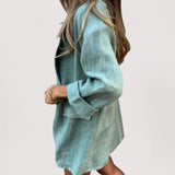Mara Lace-Detail Linen-Look Jacket