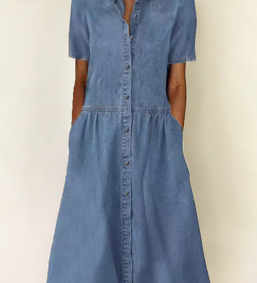 Sophie Short-Sleeve Denim Dress