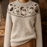 Tabby Cat Print Long-Sleeve Top