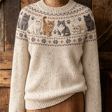 Mittens Cat Print Long-Sleeve Top