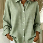 Gingham check collared button-up shirt | Anne London
