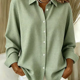 Gingham check collared button-up shirt | Anne London