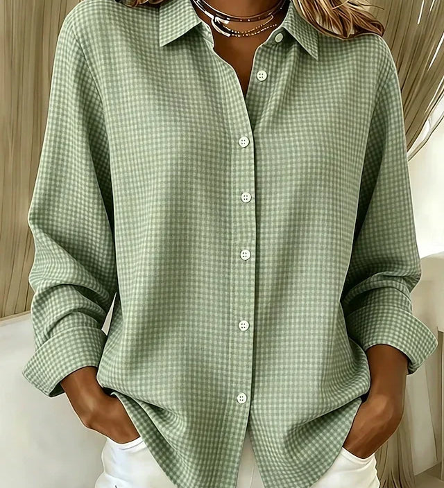 Gingham check collared button-up shirt | Anne London