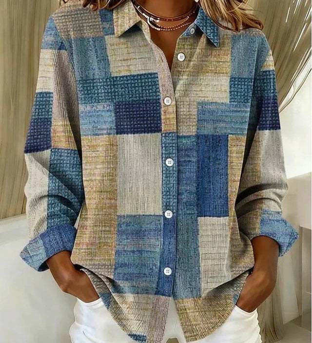 Rosemary | Patchwork Print Button-Up Shirt
