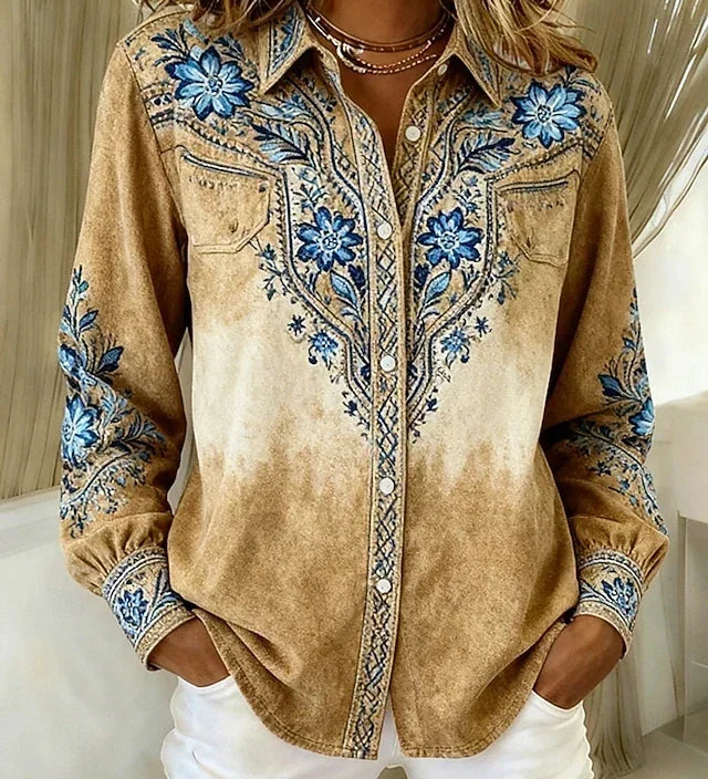 Western-inspired floral patterned collared shirt | Anne London