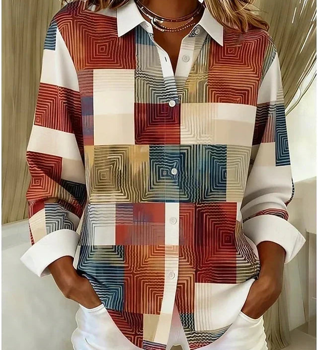Rosemary | Patchwork Print Button-Up Shirt