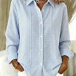 Vertical striped long-sleeve button-up shirt | Anne London