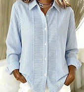 Vertical striped long-sleeve button-up shirt | Anne London